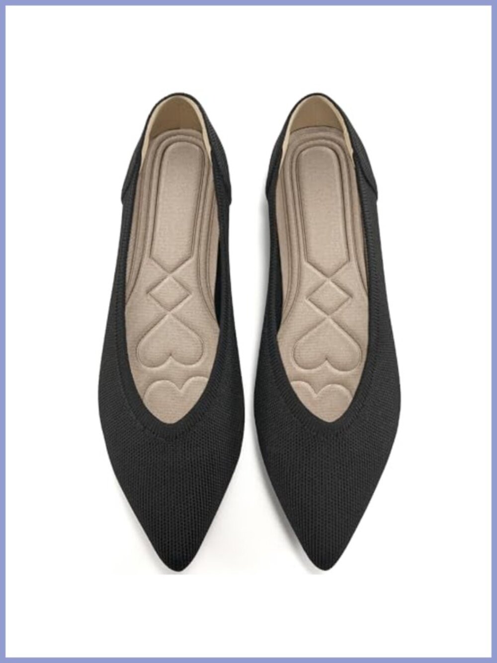 Women's Knit Ballet Flats Pointed Toe Slip On Memory Foam Comfort Shoes